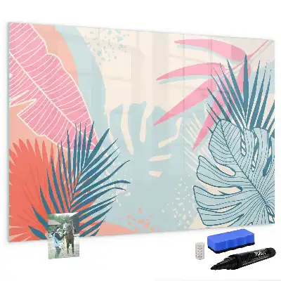 Schreib-Magnettafel in Pastellfarben mit Blättermotiv