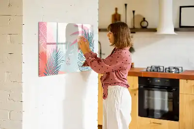 Schreib-Magnettafel in Pastellfarben mit Blättermotiv
