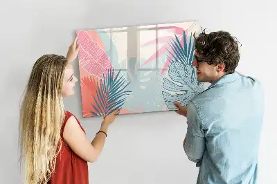 Schreib-Magnettafel in Pastellfarben mit Blättermotiv