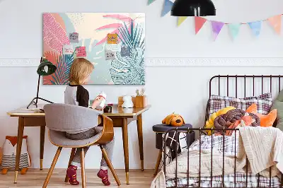 Schreib-Magnettafel in Pastellfarben mit Blättermotiv