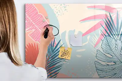 Schreib-Magnettafel in Pastellfarben mit Blättermotiv