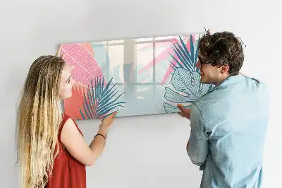 Schreib-Magnettafel in Pastellfarben mit Blättermotiv
