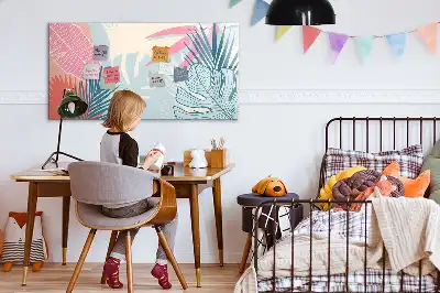 Schreib-Magnettafel in Pastellfarben mit Blättermotiv