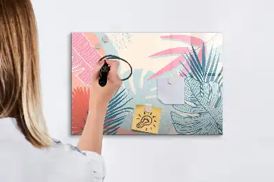 Schreib-Magnettafel in Pastellfarben mit Blättermotiv