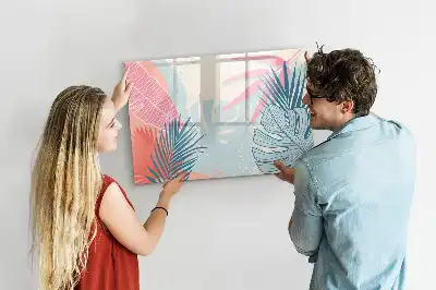 Schreib-Magnettafel in Pastellfarben mit Blättermotiv