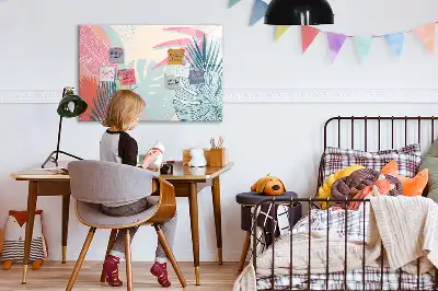 Schreib-Magnettafel in Pastellfarben mit Blättermotiv