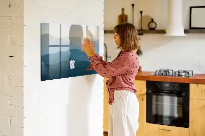 Beschreibbare Magnettafel mit abstraktem Landschaftsmotiv