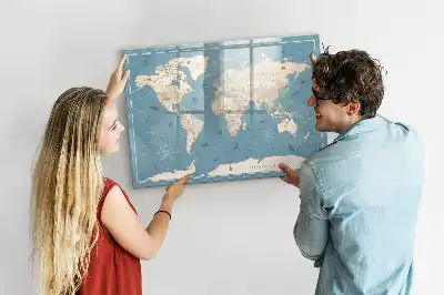 Magnetische Memoboard-Weltkarte im Vintage-Design zum Beschreiben
