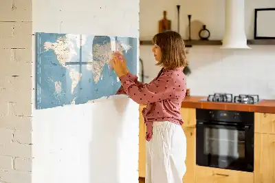 Magnetische Memoboard-Weltkarte im Vintage-Design zum Beschreiben