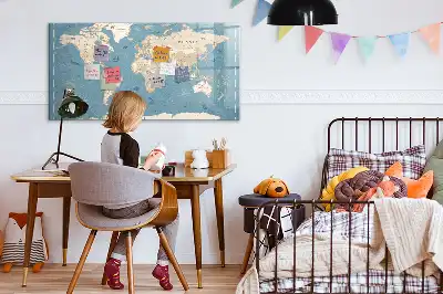 Magnetische Memoboard-Weltkarte im Vintage-Design zum Beschreiben