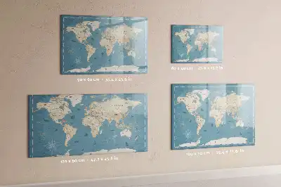 Magnetische Memoboard-Weltkarte im Vintage-Design zum Beschreiben