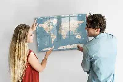 Magnetische Memoboard-Weltkarte im Vintage-Design zum Beschreiben