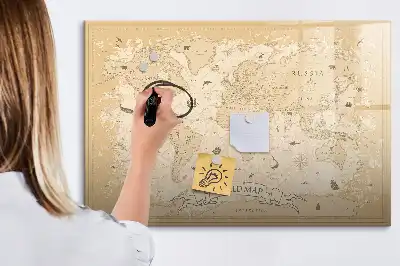 Beschreibbare Magnettafel mit Vintage-Weltkarte