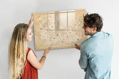 Beschreibbare Magnettafel mit Vintage-Weltkarte