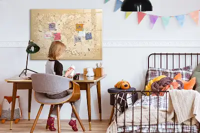 Beschreibbare Magnettafel mit Vintage-Weltkarte