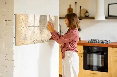 Beschreibbare Magnettafel mit Vintage-Weltkarte
