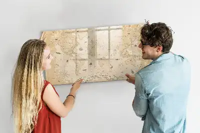 Beschreibbare Magnettafel mit Vintage-Weltkarte