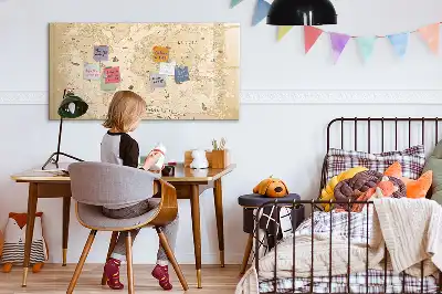 Beschreibbare Magnettafel mit Vintage-Weltkarte