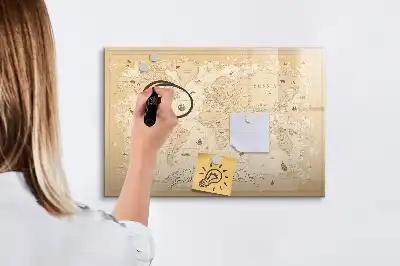 Beschreibbare Magnettafel mit Vintage-Weltkarte