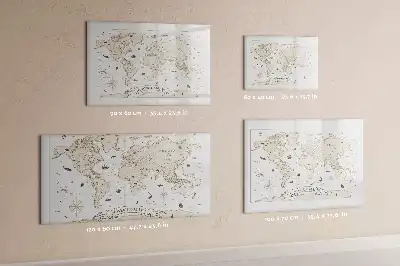Schreib-Magnettafel mit Vintage-Weltkartenmotiv