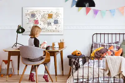 Schreib-Magnettafel mit Vintage-Weltkartenmotiv