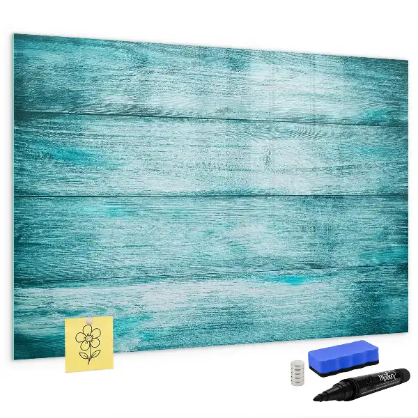 Beschreibbare Magnettafel in Optik von altem blauem Holz