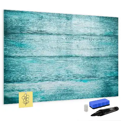 Beschreibbare Magnettafel in Optik von altem blauem Holz