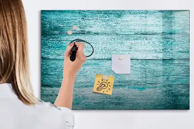 Beschreibbare Magnettafel in Optik von altem blauem Holz