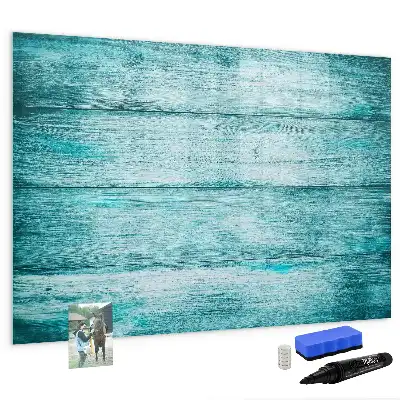 Beschreibbare Magnettafel in Optik von altem blauem Holz