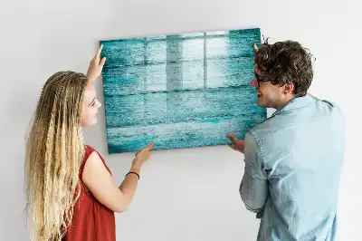 Beschreibbare Magnettafel in Optik von altem blauem Holz