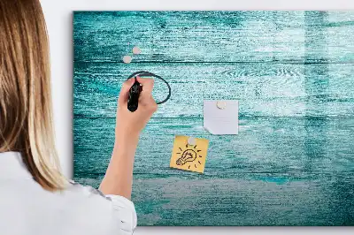 Beschreibbare Magnettafel in Optik von altem blauem Holz