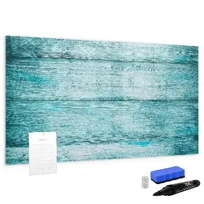 Beschreibbare Magnettafel in Optik von altem blauem Holz