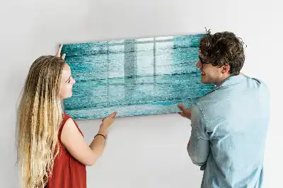Beschreibbare Magnettafel in Optik von altem blauem Holz