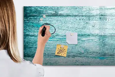 Beschreibbare Magnettafel in Optik von altem blauem Holz