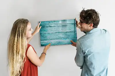 Beschreibbare Magnettafel in Optik von altem blauem Holz