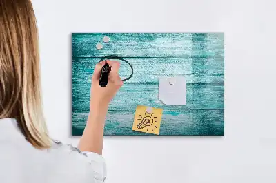 Beschreibbare Magnettafel in Optik von altem blauem Holz