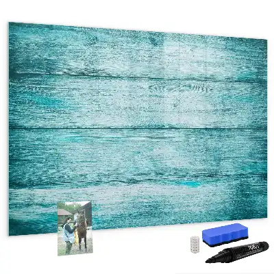 Beschreibbare Magnettafel in Optik von altem blauem Holz