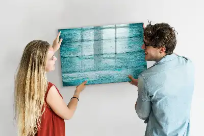 Beschreibbare Magnettafel in Optik von altem blauem Holz