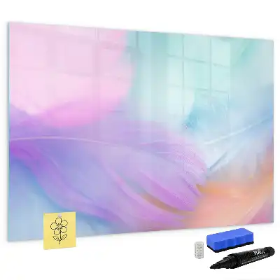 Schreib-Magnettafel mit Motiv bunte Federn