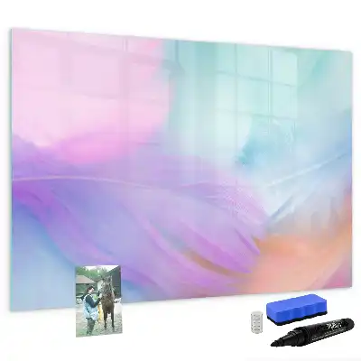 Schreib-Magnettafel mit Motiv bunte Federn