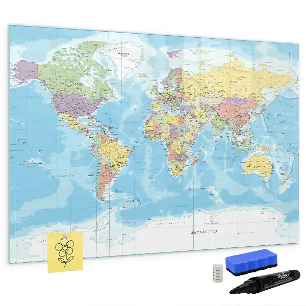 Politische Weltkarte mit magnetischer Schreiboberfläche