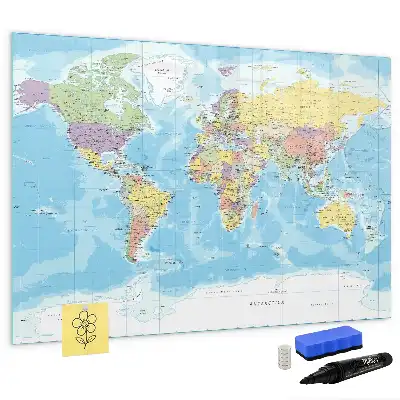 Politische Weltkarte mit magnetischer Schreiboberfläche