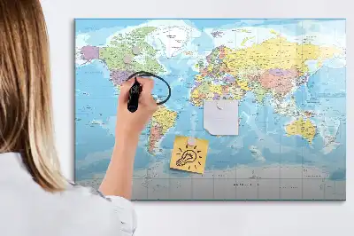 Politische Weltkarte mit magnetischer Schreiboberfläche
