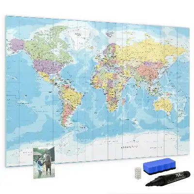 Politische Weltkarte mit magnetischer Schreiboberfläche