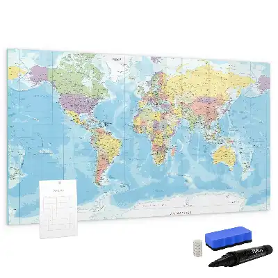 Politische Weltkarte mit magnetischer Schreiboberfläche