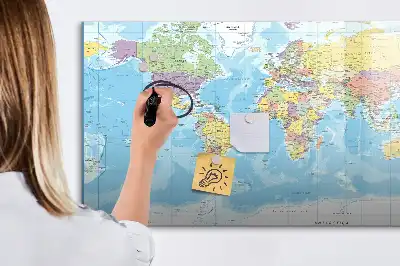Politische Weltkarte mit magnetischer Schreiboberfläche