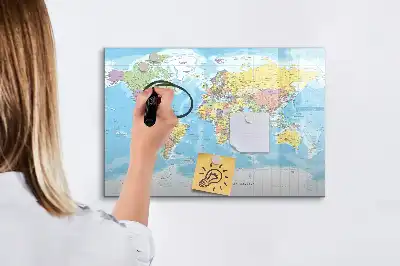 Politische Weltkarte mit magnetischer Schreiboberfläche
