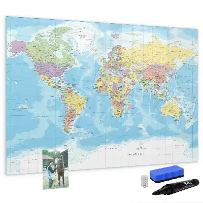 Politische Weltkarte mit magnetischer Schreiboberfläche