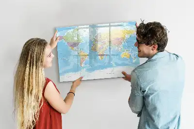 Politische Weltkarte mit magnetischer Schreiboberfläche