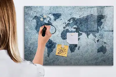 Schreib-Magnettafel mit Motiv einer gemalten Weltkarte